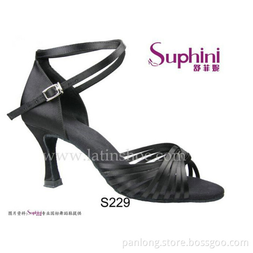 Suphini Deep Tan Satin X-strap Factory Latin Dance Shoes